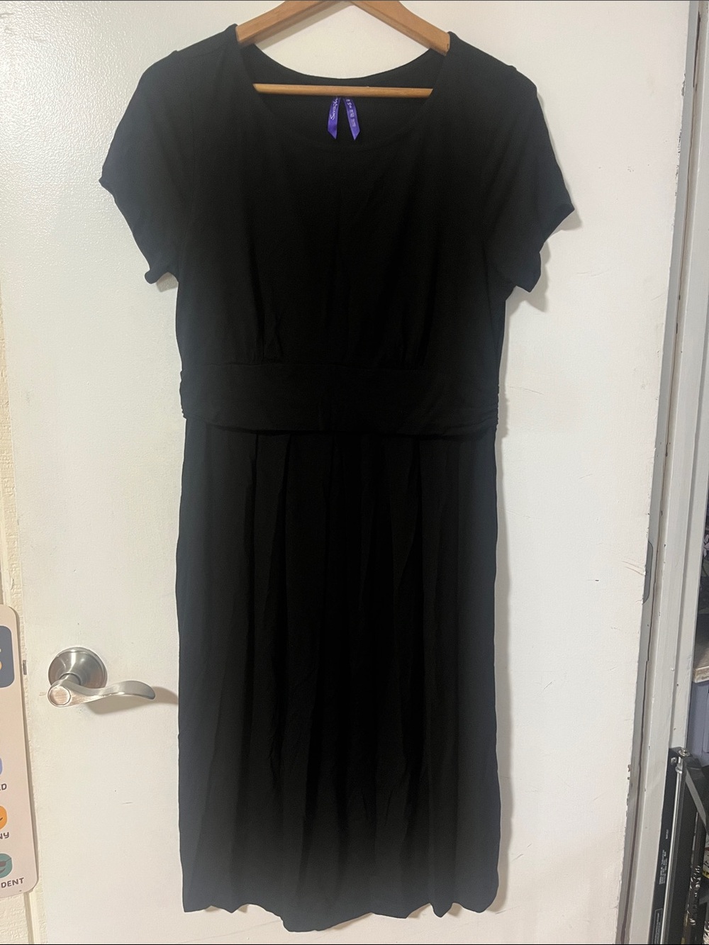 Maternity & Nursing Classic Black Short-Sleeve Midi Dress